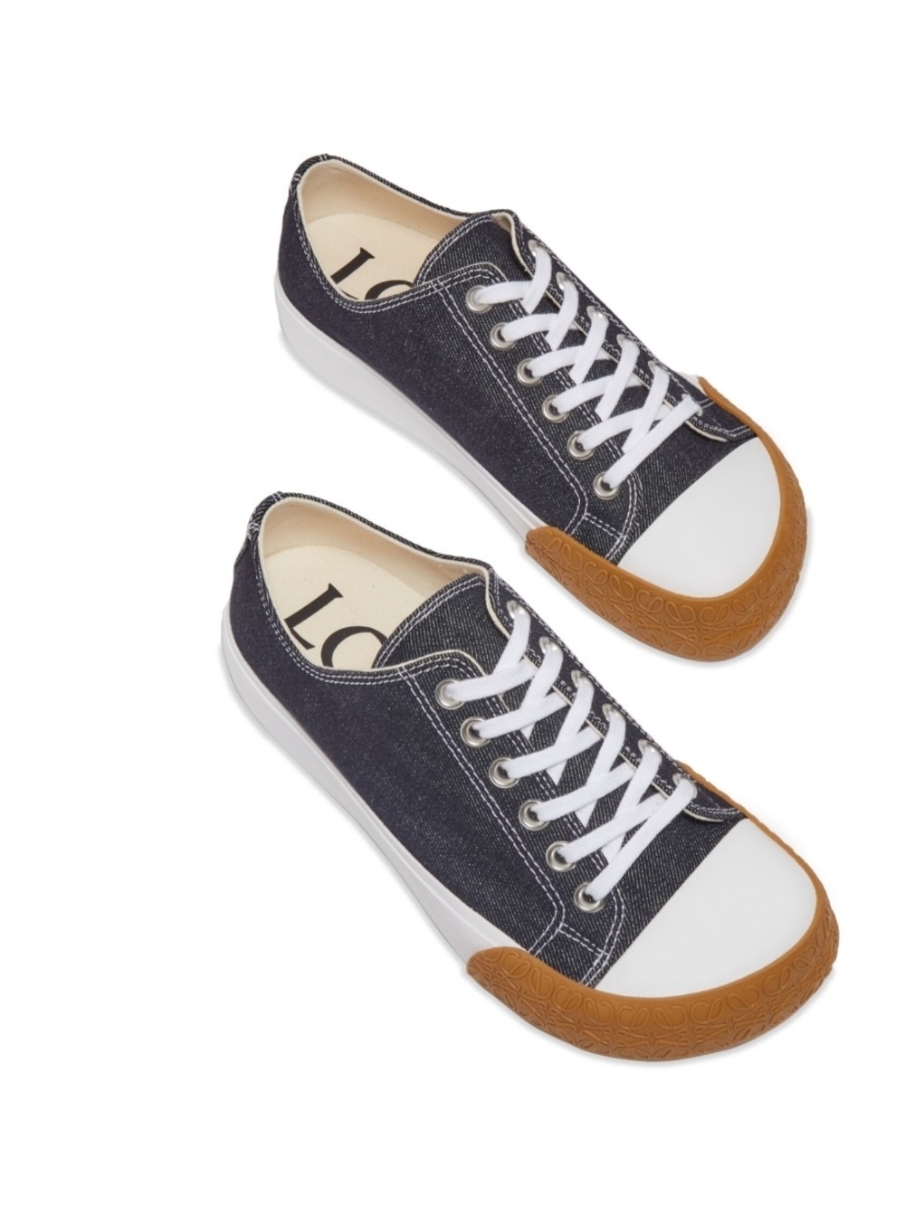 Loewe Raw Denim Low-Top Sneakers with Brown Gum Toe